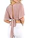 Milumia Women's Sexy Deep V Neck Flounce Short Sleeve Tie Back Crop Tops Blouse Pink Small