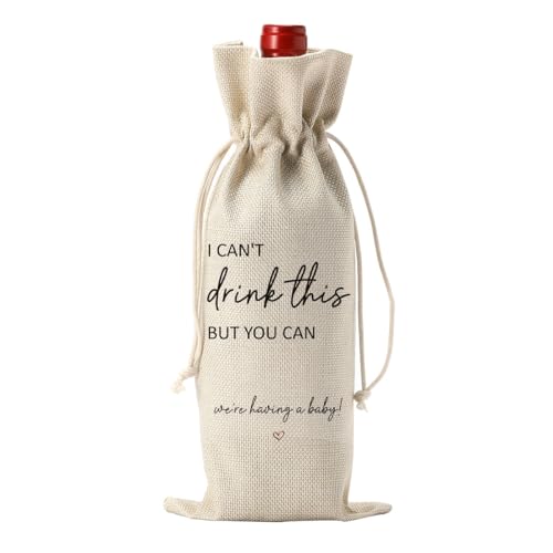YUANHAO I Cant Drink This But You Can Pregnancy Announcement for Grandparents Aunt Parents New Mom Dad Wine Bag