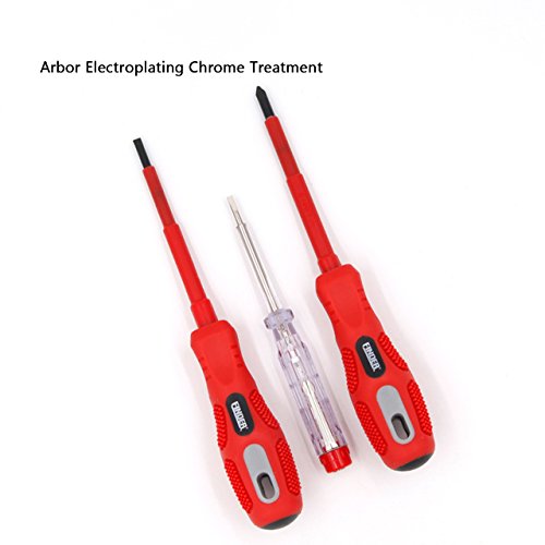 Finder 1000V Insulated Screwdriver Set Professional Screwdriver Set, 3 Pieces Phillips and Slotted Insulated Screwdriver Set, Magnetic Tip Electrician Screwdriver Set with Electroprobe, NON-Slip