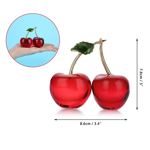 OwnMy Kristallkirschfigur, Kristallkirsche, Ornament, dekorative Obst-Sammelfiguren, klein, funkelnd, Glas, Obst-Briefbeschwerer für Tischdekoration, Heimbüro, Schreibtisch-Dekoration