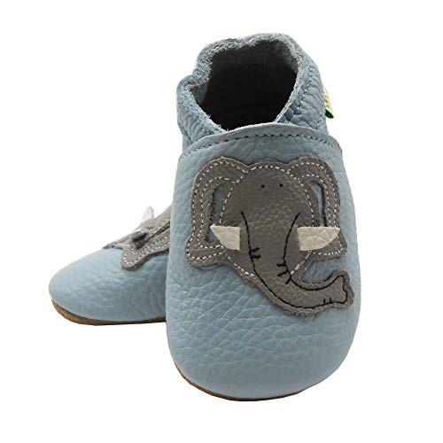 SAYOYO Baby Shoes Leather Soft Sole Baby Silppers Toddler Prewalker Shoes Cartoon Elephant 12-18 Months