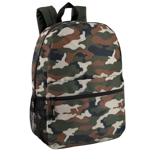 Trail maker Boys Printed Backpack with Pencil Pouch for School, Travel, Hiking, Camping for Kids (Camo Cool)