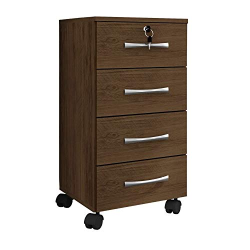 Gaveteiro 4 Gavetas com Chave Berlim Siena Móveis Avelã/Amarelo