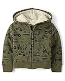 The Children's Place,Baby Boys,and Toddler Long Sleeve, Sherpa Lined, Zip-Front Hoodie Sweatshirt,Olive...