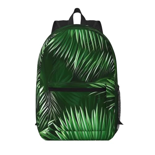 Mochila universitaria EdWal de hojas verdes tropicales en color negro y talla única
