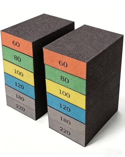 12Pcs Sanding Block Sponge Set Reusable Sandpaper for Wood & Drywall