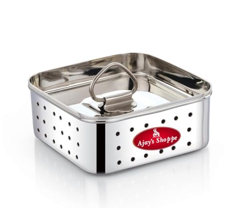 Image of Ajay's Shoppe Stainless Steel Paneer Maker - 350 ML Square Shape, Easy Paneer & Tofu Press for Homemade Perfection (13.7 x 4.5 CM)