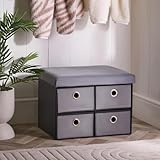 OHS 4 Fabric Drawers Storage Unit Organizer, Matte Velvet Upholstered 4 Cube Drawer Storage Chest of Drawers with Metal Handle Cube Unit Organizer for Bedroom Living Room, Charcoal Grey - Image 2