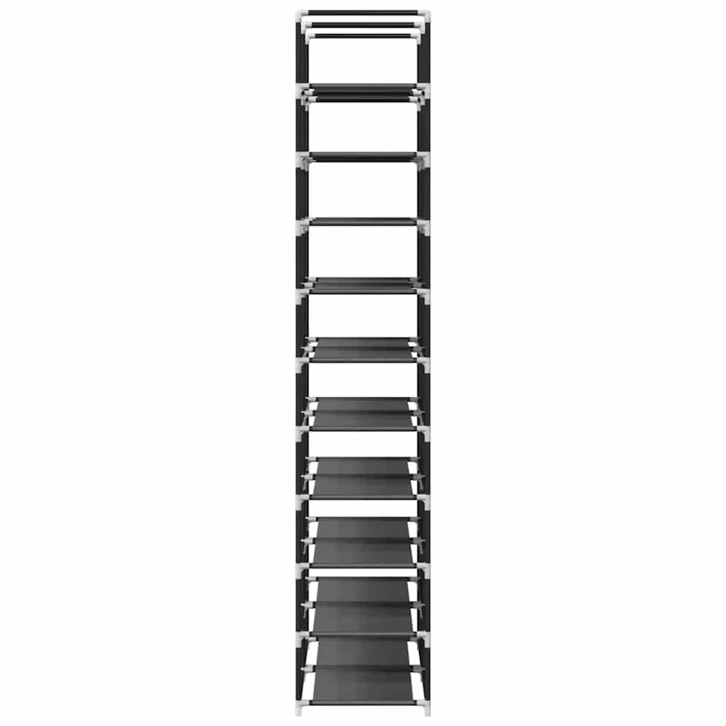 Zapatero de 2 unidades de 10 niveles, color negro, 33 x 33 x 174 cm, tela no tejida con estructura de acero pulverizado, ahorra espacio para pasillo y entrada, apilables para mujer, hombre