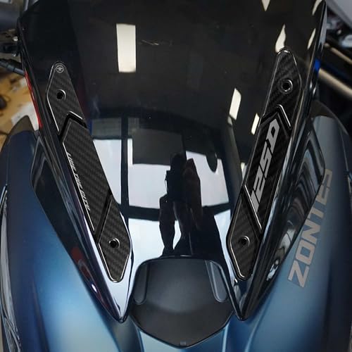 Image of labelbike 3D Motorcycle Windshield Sticker compatible with Zontes | 125D 2023-2026, Scooter Resin Protection, Anti-scratch, Decoration, Carbon Fiber Gray