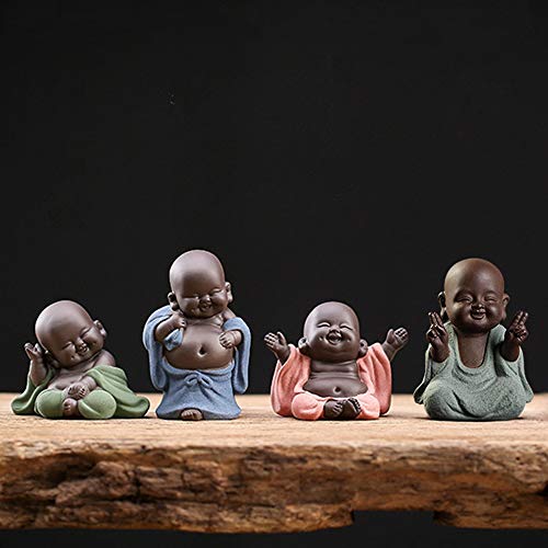 Kingzhuo Ceramic Tiny Cute Buddha Statue Monk Figurine Creative Baby Buddha Crafts Adorable Ornaments Classic Delicate Ceramic Arts And Crafts Small (7 X 10 Cm) (Green) #TOP6