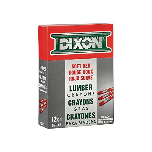Dixon Industrial Lumber Marking Crayons, 4.5" X 1/2" Hex, Soft-Red, 12-Pack (52012) #TOP2