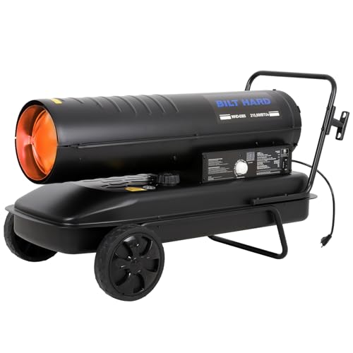 BILT HARD 215,000 BTU Portable Kerosene Diesel Heater, Forced Air Torpedo Heater with with Adjustable Thermostat, for Outdoor, Garage, Workshops, Construction Site, CSA Certified