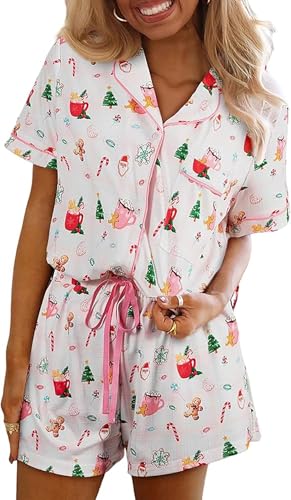 Image of KevaMolly Women Novelty Knotted Candy Cane Christmas Pajama Set