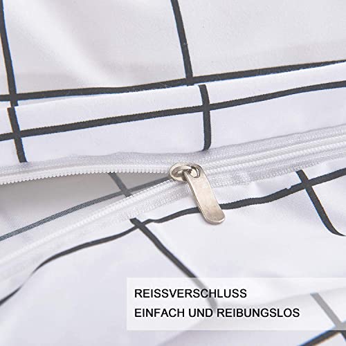 AShanlan Bettwäsche 135x200 Weiß Kariert Bettbezug mit Kissenbezug 80x80 cm – Ansicht 3