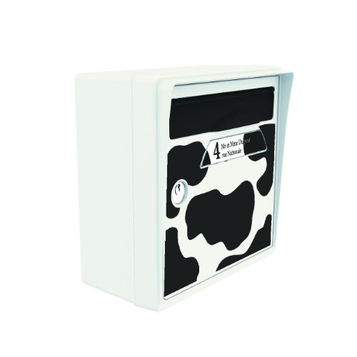 Signée SGCBL-VACHE Vachement belle - Buzón (incluye 2 llaves, 30 x 30 x 16 cm), diseño de piel de vaca, color blanco y negro