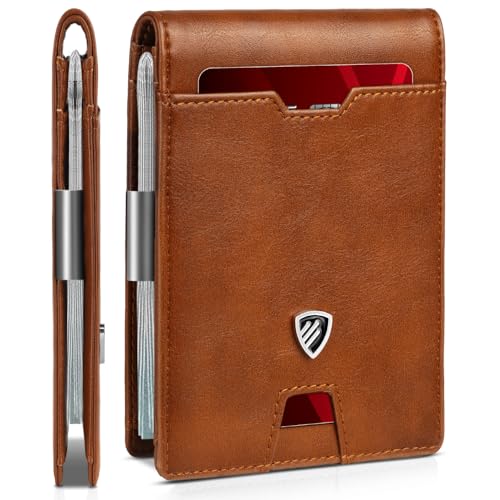 Image of RUNBOX Mens Slim Wallet with Money Clip RFID Blocking Bifold Credit Card Holder for Men with Gift Box