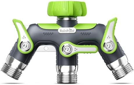 RAINPOINT Verteiler 3/4", 3 Wege Verteiler Wasser, 100% Metallgehäuse Verteiler mit unabhängigem Schalter und 3/4" Adapter 1/2", Wasserdurchfluss regulier- und absperrbar, für Wasc