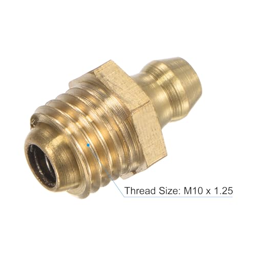 Image of uxcell Brass Straight Grease Fitting M10 x 1.25mm Thread Hydraulic Grease Fitting Accessories, 20Pcs