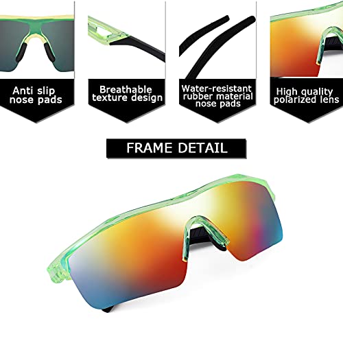 Image of FEISEDY Kids Polarized Sports Sunglasses, TR90 UV400 Baseball Cycling | LightWeight Wrap-Around for Boys Girls, TAC Polarized Lens blocks 100% UVA /UVB, Baseball /Softball /Cycling /Running B2454