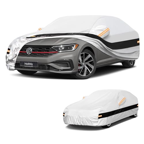 Image of 10 Layers Car Cover Custom Fit for Volkswagen VW Jetta(2005-2026), Waterproof All Weather for Automobiles, Outdoor Full Cover Sun Dust Rain Protection with Cotton. Silver