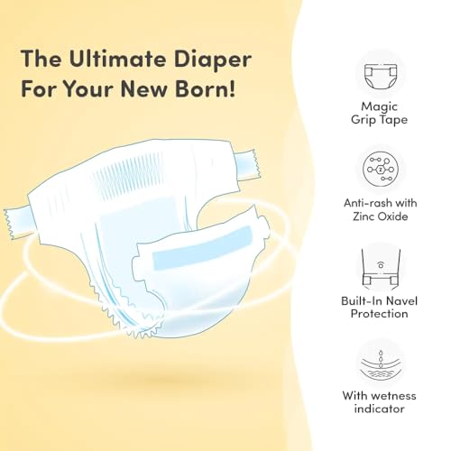 Image of Mylo Baby Tape Diaper Newborn (NB) Size Upto 5 kg Babies (26 Count) Leak Proof | Lightweight | Rash Free | Upto 12 Hours Protection | ADL Technology | with Zinc Oxide Layer