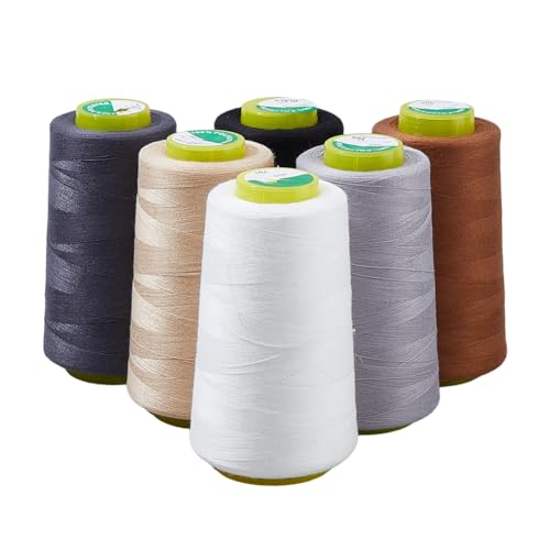 DICOSMETIC 6 Rollos Hilos para Overlock de 6 Colores, 18000 Yardas, Hilos de Poliéster para Máquina de Coser miniatura 1