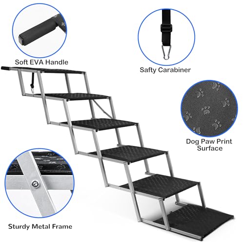 image for Niubya Dog Ramps for Cars, Portable Folding Dog Stairs for Cars, SUV, 
