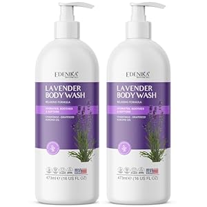 Lavender Relaxing Body Wash with Chamomile Oil & Vitamin E, Aromatherapy Bath, Stress Relief Shower, Natural Body Wash for All, Dry & Sensitive Skin, 16 fl oz (Pack of 2)