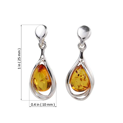 Amber Earrings - Baltic Honey Amber Post Back Dangling Earrings "Kelly" - Sterling Silver Jewelry Collection2