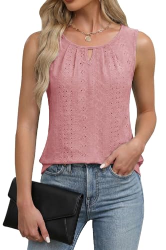 Pawate Damen Tank Tops Sommer Shirts Ärmellose Bluse elegant Oberteil Vorne Falten Tunika blusetop