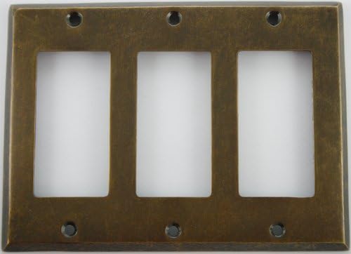 Aged Antique Brass 3 Gang GFI/Rocker Wall Plate