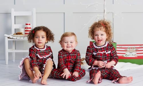 Little Me Clothes for Baby Boys' and Girls' Christmas Matching Plaid Pajamas and Nightgowns, 3 Months up to Girls 104