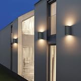 Klighten 2 sztuki antracytowa lampa ścienna zewnętrzna wewnętrzna, wodoszczelna IP65 nowoczesna kinkiet zewnętrzny, aluminiowa kwadratowa lampa zewnętrzna kinkiet ścienny, góra dół oprawa GU10 kinkiet