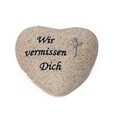 Tiwoca Grabschmuck Herz Wir vermissen Dich wetterfest - EIN emotionales Trauergeschenk für eine würdige Dekoration für Grab oder Urne - Beigabe zu Grabstein oder Grabgesteck auf dem Friedhof