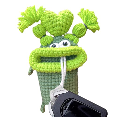 bolsa para chaveiro, Capa de crochê para chave de carro, Porta-chaves feito à mão com boca de salsic