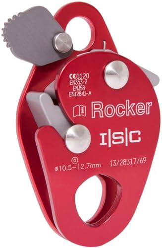 Isc Rocker Rope Grab - Self-Tailing Rope Access Backup Device for 10.5mm to 12.7mm Dynamic and Static Ropes, Heavy-Duty Steel Components, Hands-Free Safety Gear for Climbing, Descents & Industrial Rop