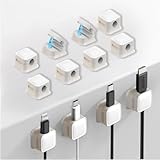 12 Pack Cable Management Clips - M-Xeotei 2-in-1 (Magnetic and Adhesive) Multi-Surface Cable Organizer for Metal/Wood/Plastic, Space Saving Switchable Base Works on Desk/Car/Home/Office (White)