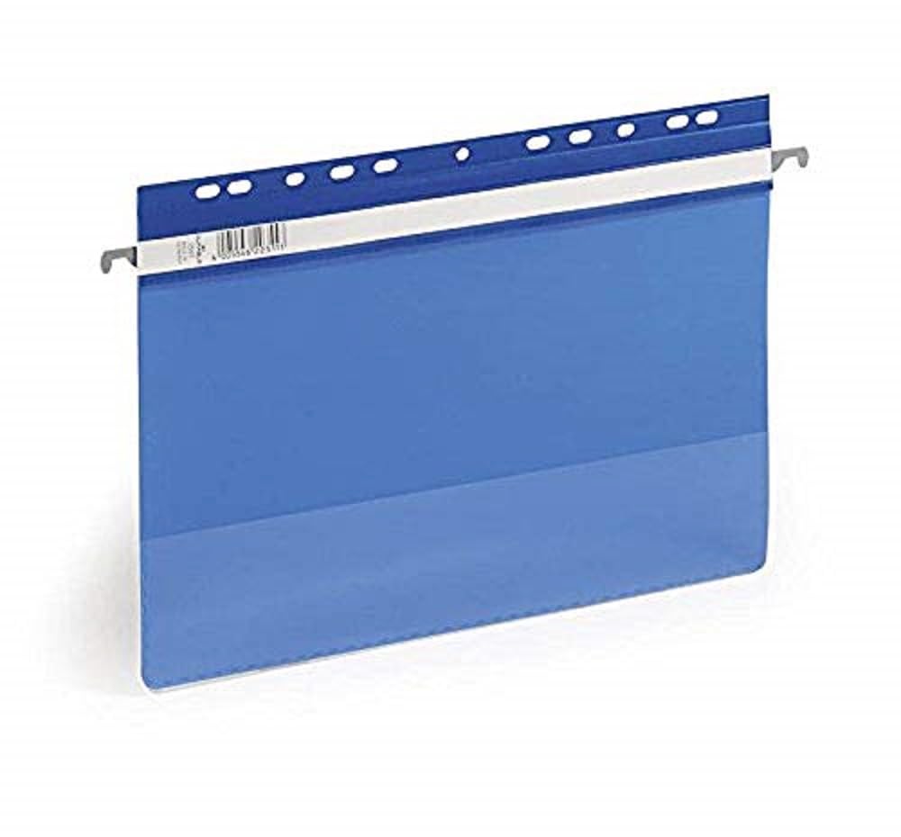Durable Einhänge-Sichthefter Economy, blau, Packung à 50 Stück, 256106 | Für Hängeablage, Ordner & Ringbücher geeignet, mit Universallochung und Einschubkanal, PVC-Kunststoff