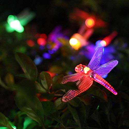 Dragonfly Solar String Lights Outdoor 25.6Ft 30 Led Waterproof Solar Powered Fairy Lights, 8 Modes Decorative Lights For Patio Garden Yard Fence Wedding Christmas Party, Multicolor #TOP1