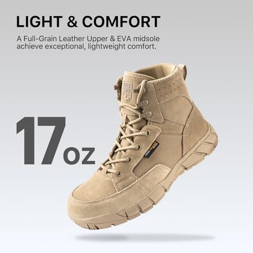 free soldier men39s durable work boots 6 inches lightweight waterproof hiking boots suede leather tactical bootstan 9