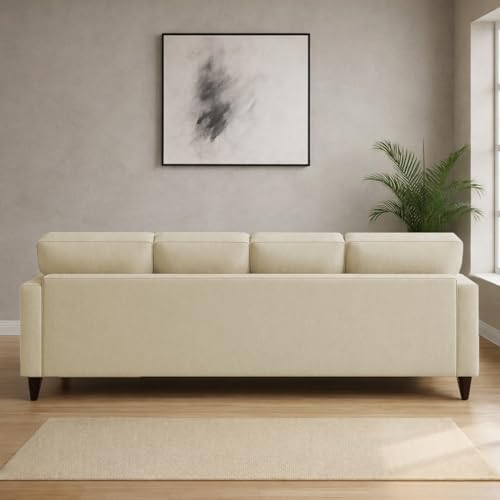 Image of Carlos LHS 4 Seater L Shape Sofa Set for Living Room & Home Office Furniture, Modern Durable Sectional Corner Sofa Couch, Premium Fabric Comfortable Seating with Strong Frame (Cream)