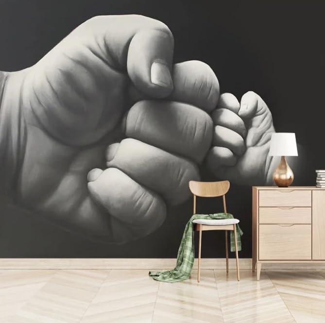 Peinture papier peint photo poing 3D noir et blanc aux finitions graphiques haut de gamme