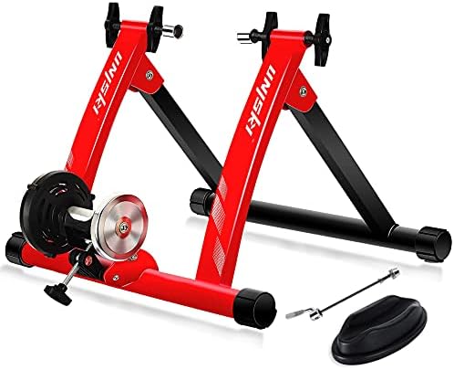 Unisky Bike Trainer Stand for Indoor Riding, Stationary Bike Stand with Noise Reduction Wheel, Magnetic Bicycle Exercise Stand fits for 26-28inch, 700C Wheel