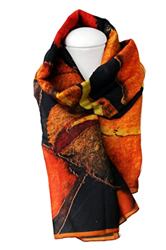 Foulard oversize d'art original multicolore, écharpe coton et soie motif Picasso