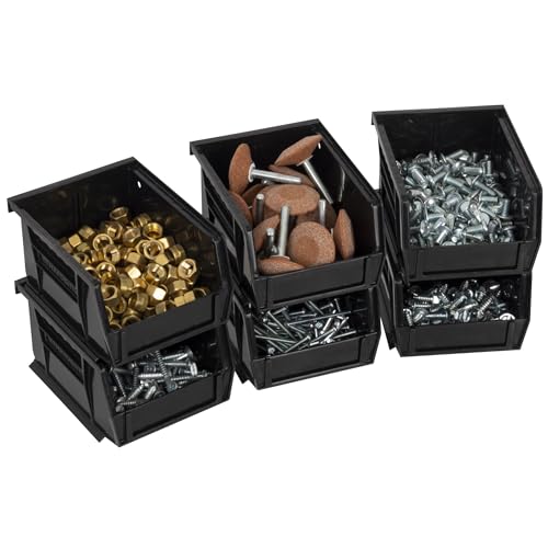 Image of Akro-Mils 30210 AkroBins Plastic Storage Bins, Space-Saving Stackable Bins for Garage, Pantry, Craft Organization, 5 inch x 4 inch x 3 inch, Black, (Pack of 24)