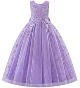 IDOPIP Sequin Flower Girl Lace Dress for Kids Wedding Pageant Party Formal Long Gown Princess Fir...
