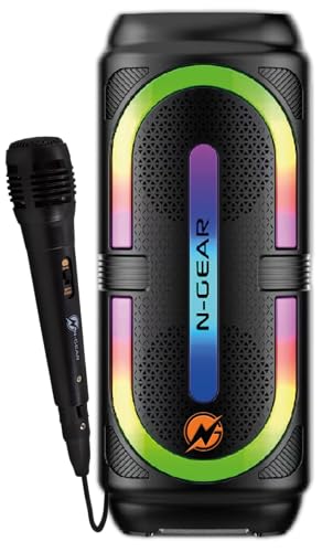 N-Gear Let's Go Party 24C - Caja de música inalámbrica Bluetooth con micrófono, Altavoz de Fiesta de 120 W con luz de Discoteca, batería integrada con 5 Horas de Tiempo de reproducción