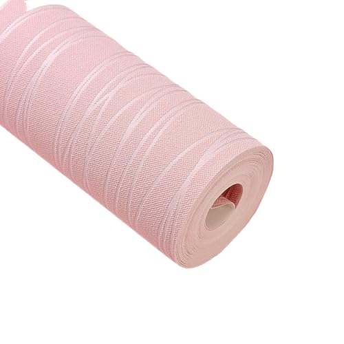SUIOPPYUW Adhesivo de pared a rayas tridimensional 3D sin papel tapiz, habitaciones para adultos y adolescentes, salones, pasillos, 10 metros, rosa claro