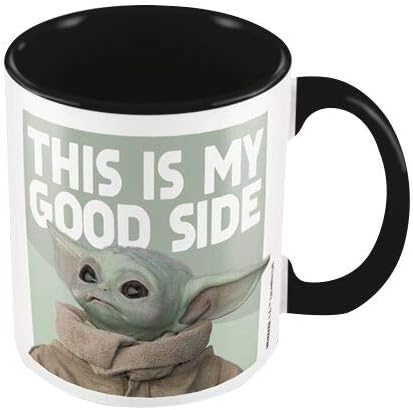 Pyramid MGC25850 Disney Star Wars The Mandalorian (Good Side) Black Coloured Inner Tea and Coffee Mug, Ceramic White
